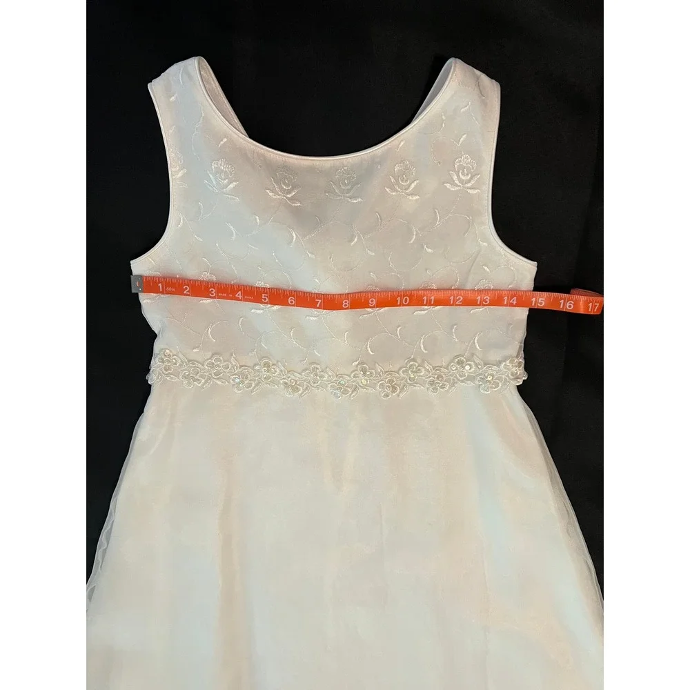 Rare Editions Girls White Embroidered Floral Formal Gown Dress Size 12 E421243A